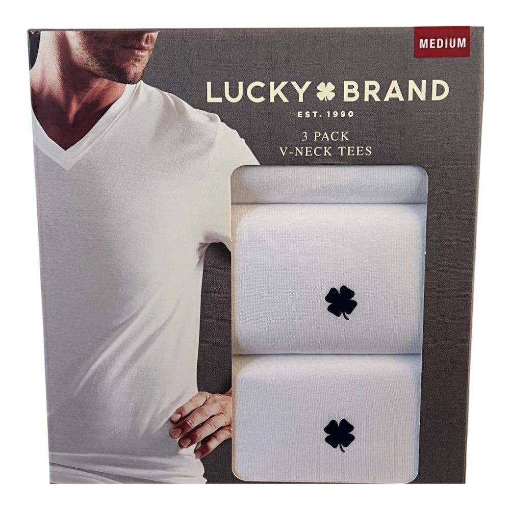 Lucky Brand White V-Neck Tees 3 Pack